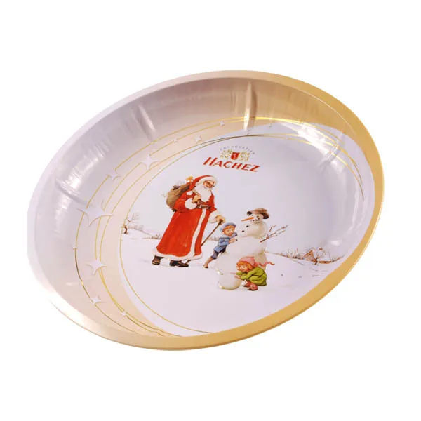 customized printing Christmas Round tin tray for candy cookie