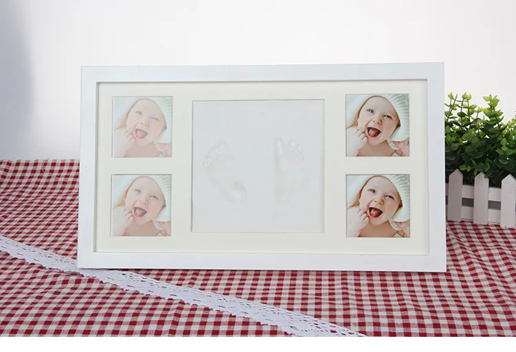 kit for photo frame for newborn baby and picture baby handprint and baby clay