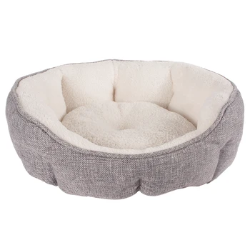 grey plush dog bed