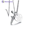 Korean Fashion Parts Stainless Steel Statement Necklace with Staff Heart