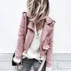 Lady Long Sleeve Faux Suede Zipper Short Coat Plus Size Women Jacket Tops Outwear 5XL Y10352