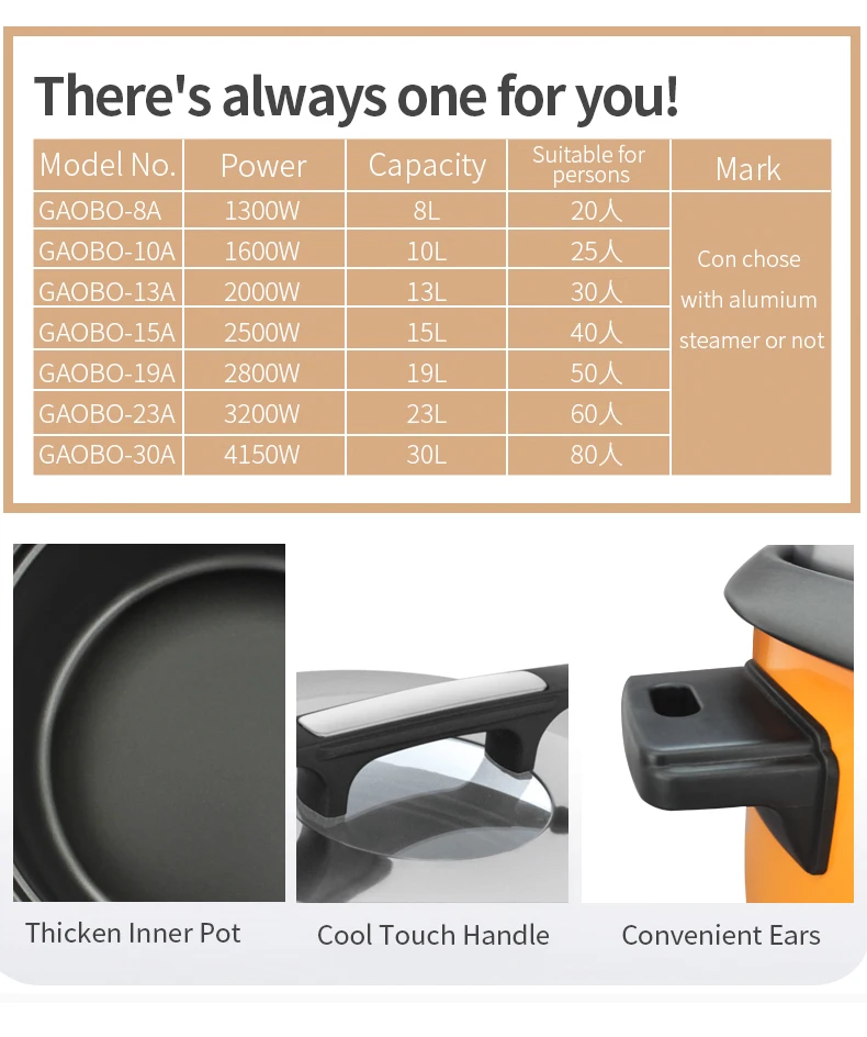 Big Capacity Rice Cooker Colour Design8l 10l 12l 15l 19l 23l 25l 30l