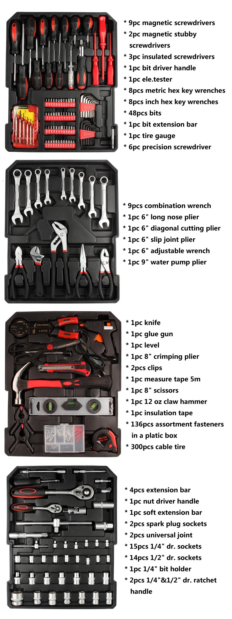 Toprank High Quality 599pcs Tool Box Trolley Germany Design Hand Tool Sets Combination Household