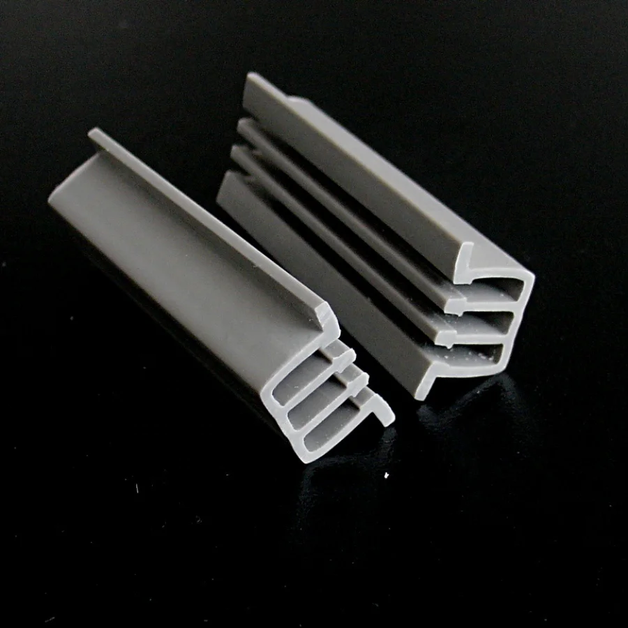 20 X 11 Mm Extruded Profile Gray Color Plastic Channel For 2 Mm Glass