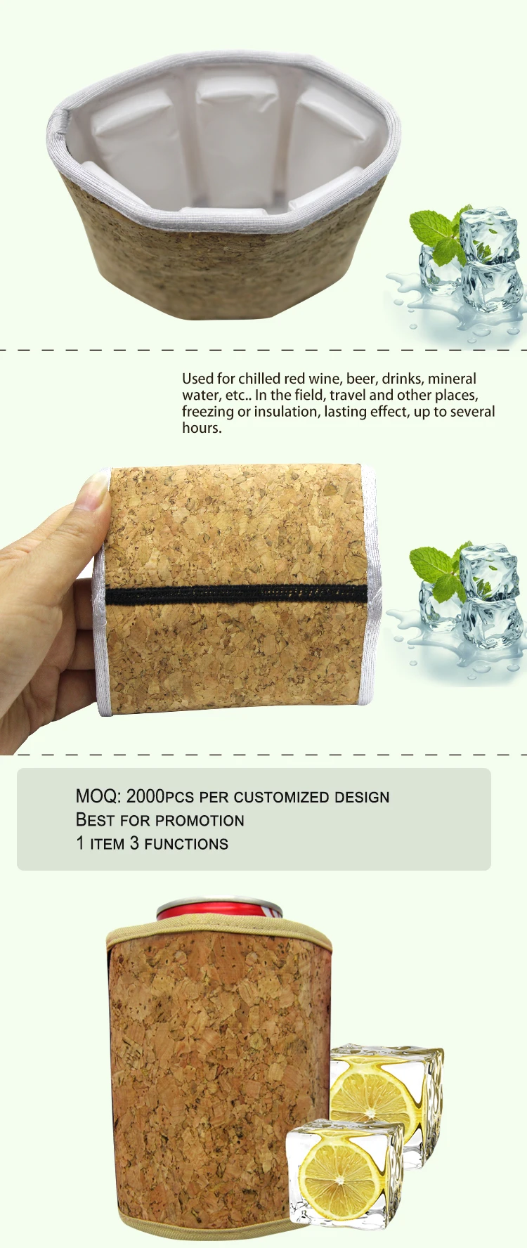 Wholesale Cork Wood Style New Design 3d Wine Bottle Cooler Sleeve Buy