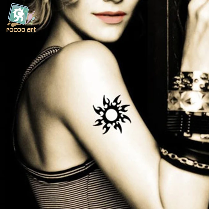 Hc-33/men And Women Temporary Tribal Sun Tattoo Sticker Waterproof - Buy  Men Women Tattoo,Temporary Tattoo Stickers For Men,Temporary Body Tattoo  Stickers Product on 