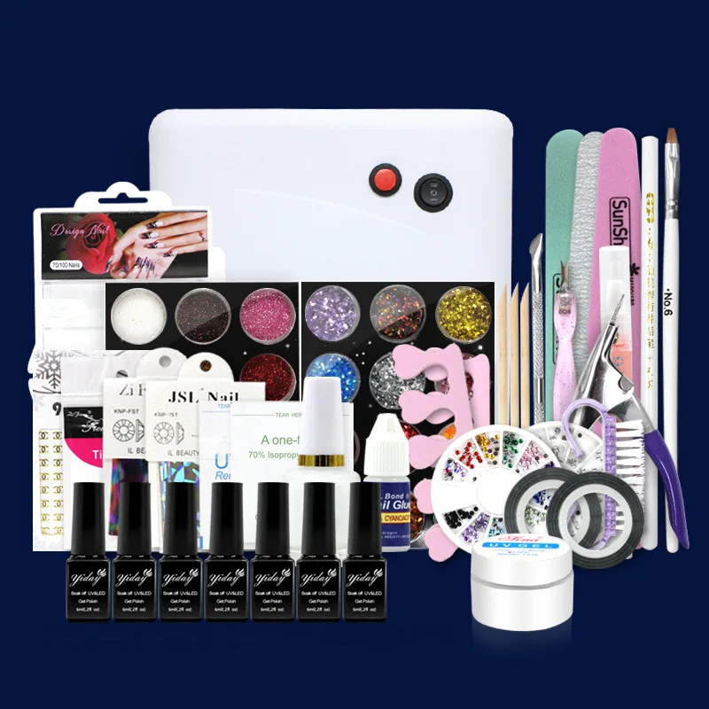 Manicure kit 198 phototherapy nail polish glue phototherapy machine set value package for beginners