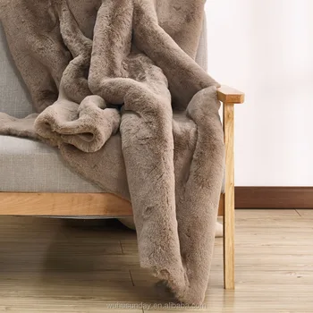 Faux Fur Throw Blanket Sofa Chair Fake Rabbit
