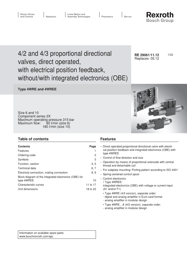 New Rexroth Proportional Valves R900943094 4WREE10E50-2X/G24K31/F1V 4WREE10E75 4WREE10E25-23/G24K31/A1M A1V F1M