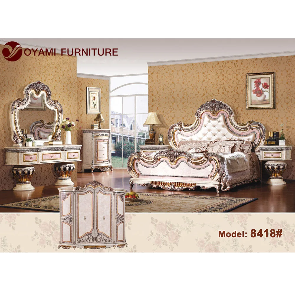 Classic Design Wooden Royal Furniture Bedroom Sets Italian Bedroom