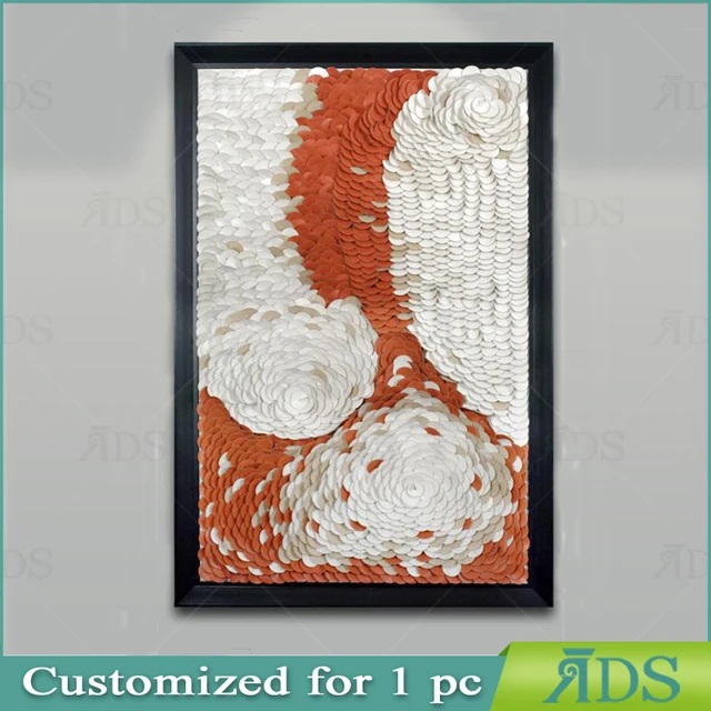 Framed handmade abstract art wall decoration paper flower
