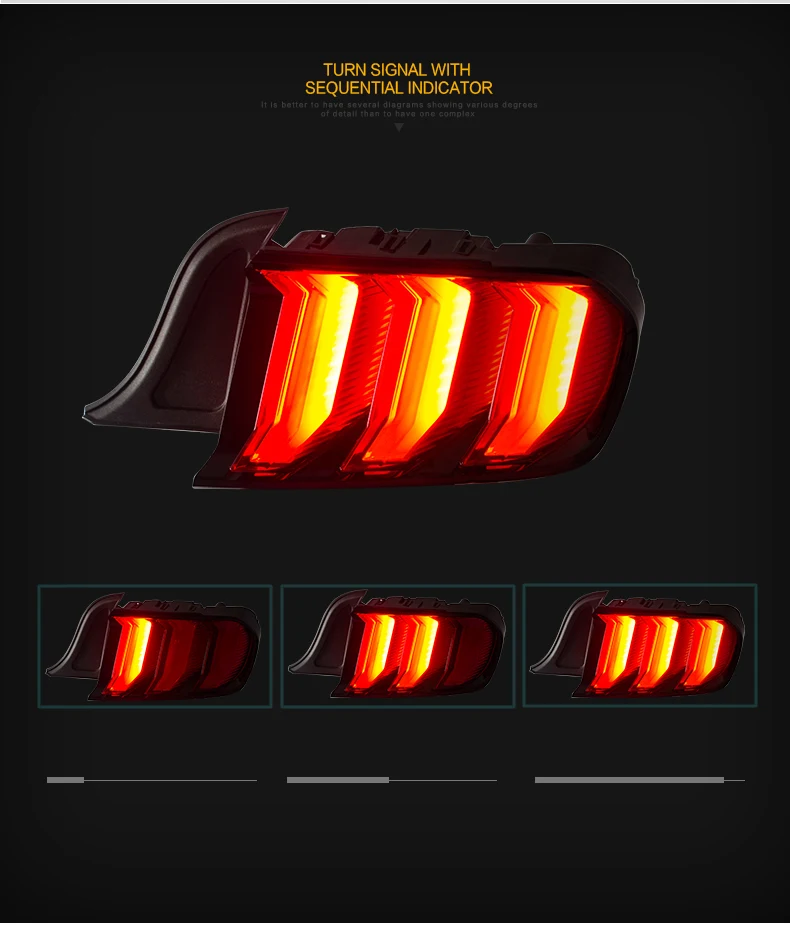 VLAND Factory New Design FOR Mustang Taillight 2015 2016 2017 2018 2019 for Europe version LED Tail Light and Yellow Turn Signal