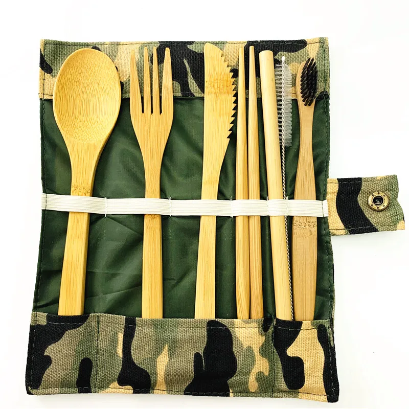 Eco Friendly Bamboo Cutlery Set Reusable New Design Outdoor Cutlery Go