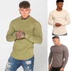 MS-1985 Custom Gym Plain Clothing Men Long Sleeve Curved Hem T Shirt For Sport