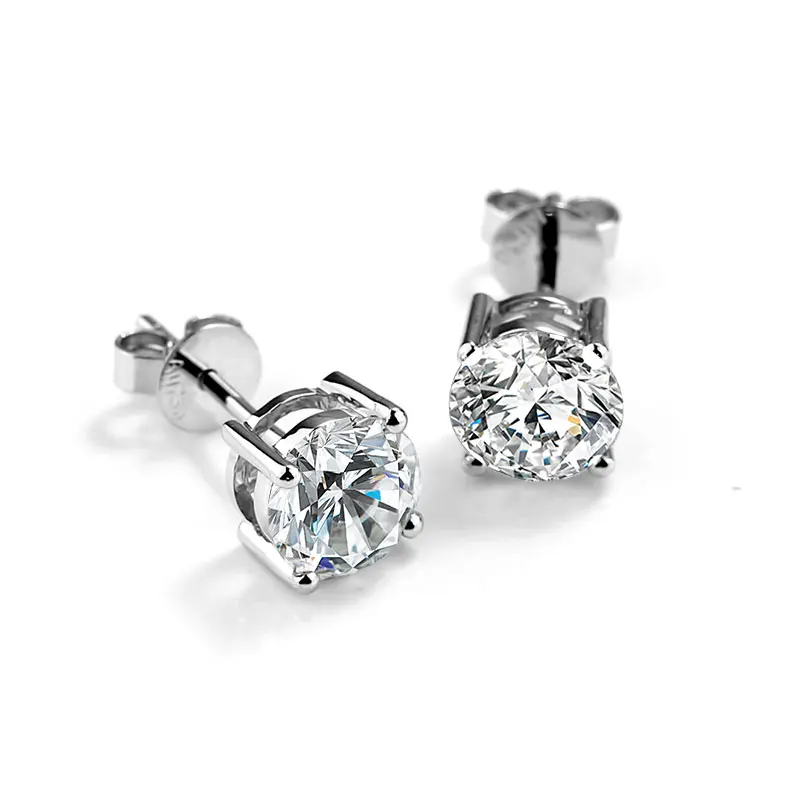 Fashion 4 Claws 1ct 14 Carat Solid Gold Stud Moissanite Earrings