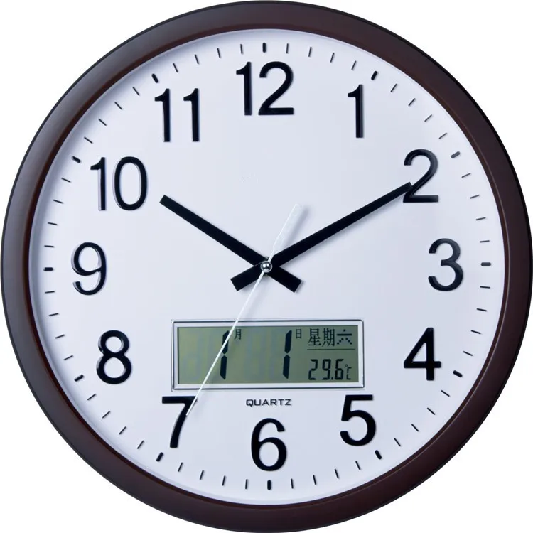 Analog Wall Clock With Digital Lcd Calendar Plastic Wall Clock View 