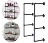 Black 4-Tier DIY Industrial Pipe Shelf Kit Hanging Bookshelf for Wall Open Pipe Shelf