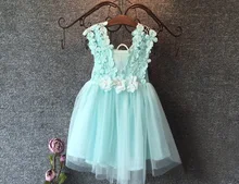 2016 XMAS Baby Girl Princess Party Pearl Lace Tulle Flower Gown font b Fancy b font