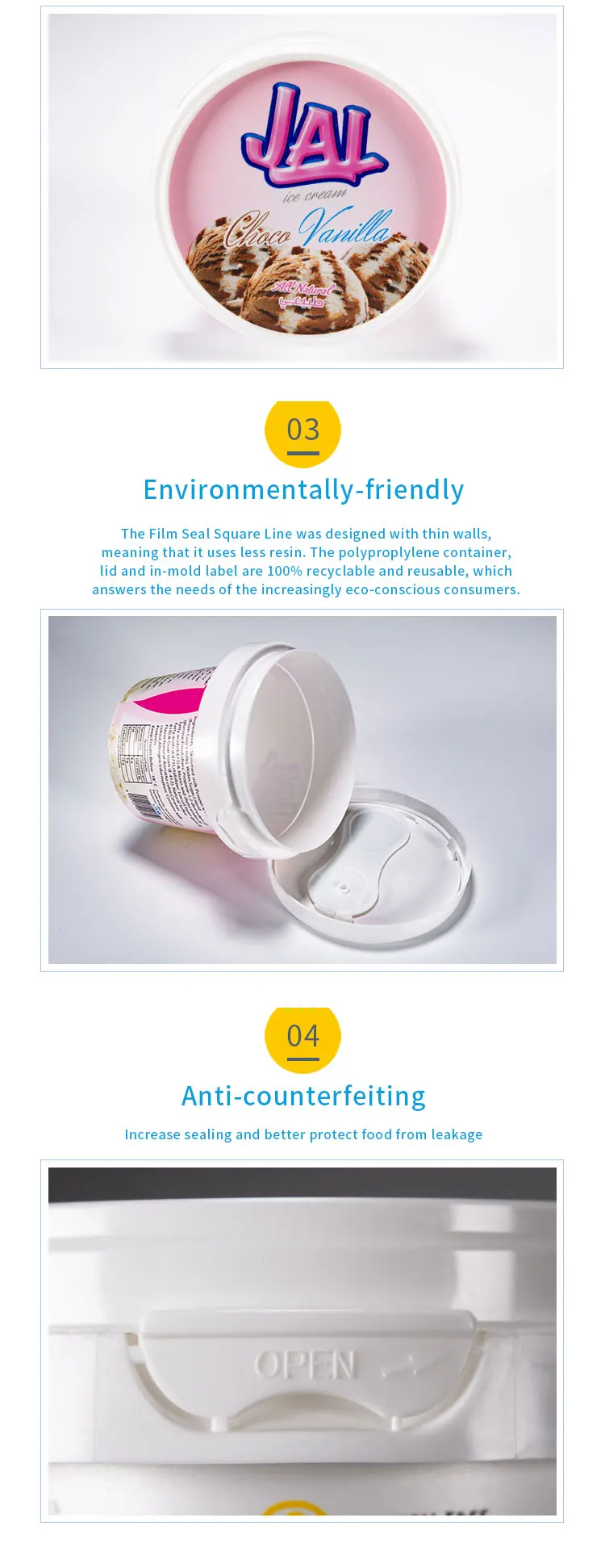 Eco Friendly Customized Frozen Iml Plastic Ice Cream Packaging