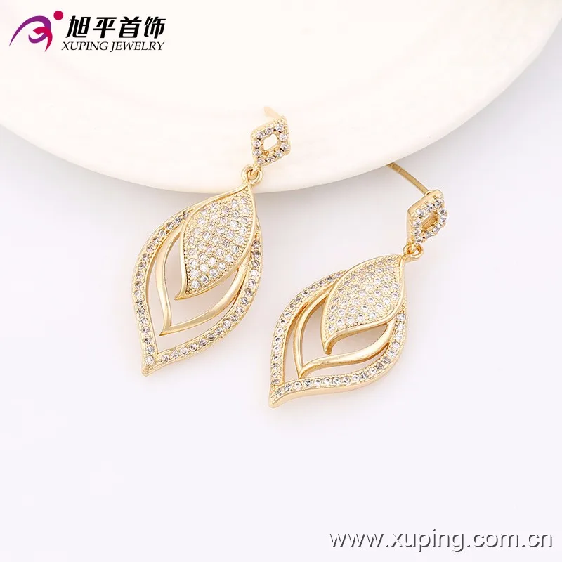 63558 Xuping hot sale Ladies fashion diamond leaf design gold jewelry set
