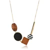 2019 Wholesale Personalized handmade multicolor geometric wooden pendant combination Vintage necklace