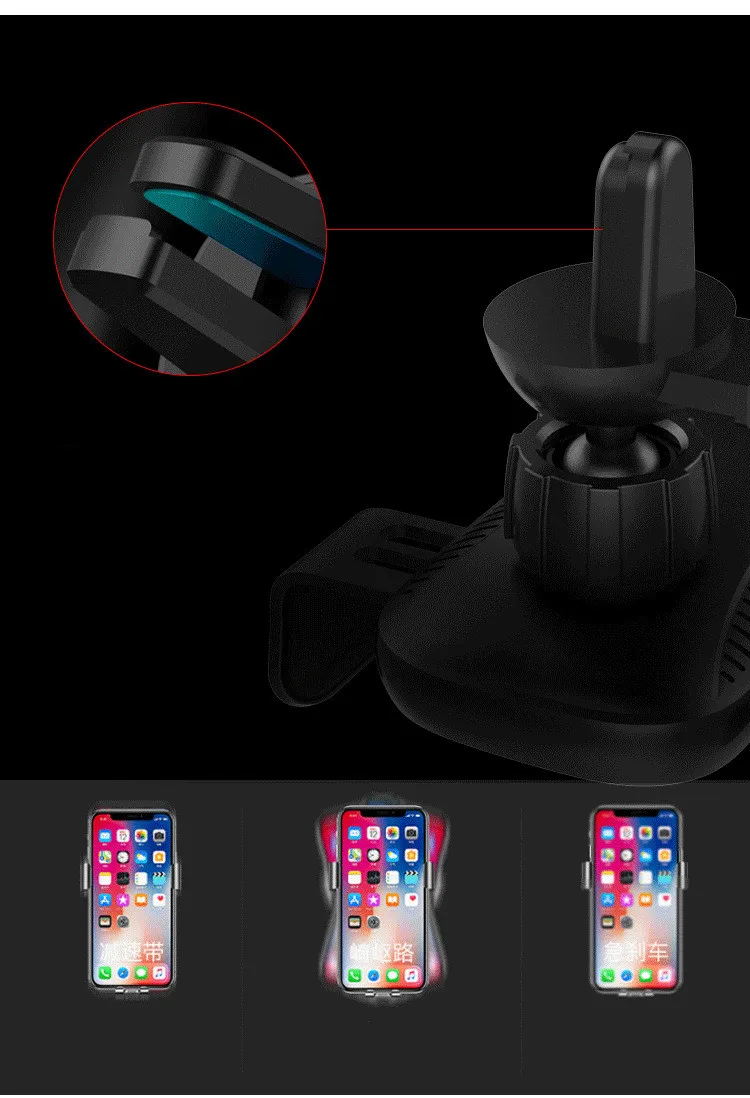 Fast Wireless Car Charger 10W Automatic Infrared Induction Air Vent Car Phone Holder for iPhone Samsung Fast charging