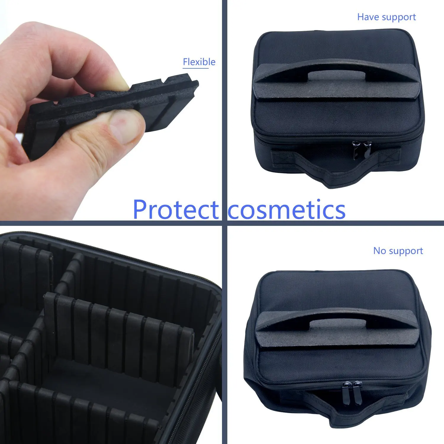 makeup bag with adjustable dividers