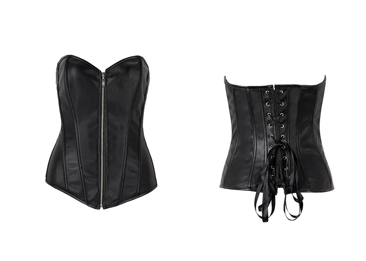Womens Faux Leather Zipper Front Bustier Corset Top Buy Red Zipper