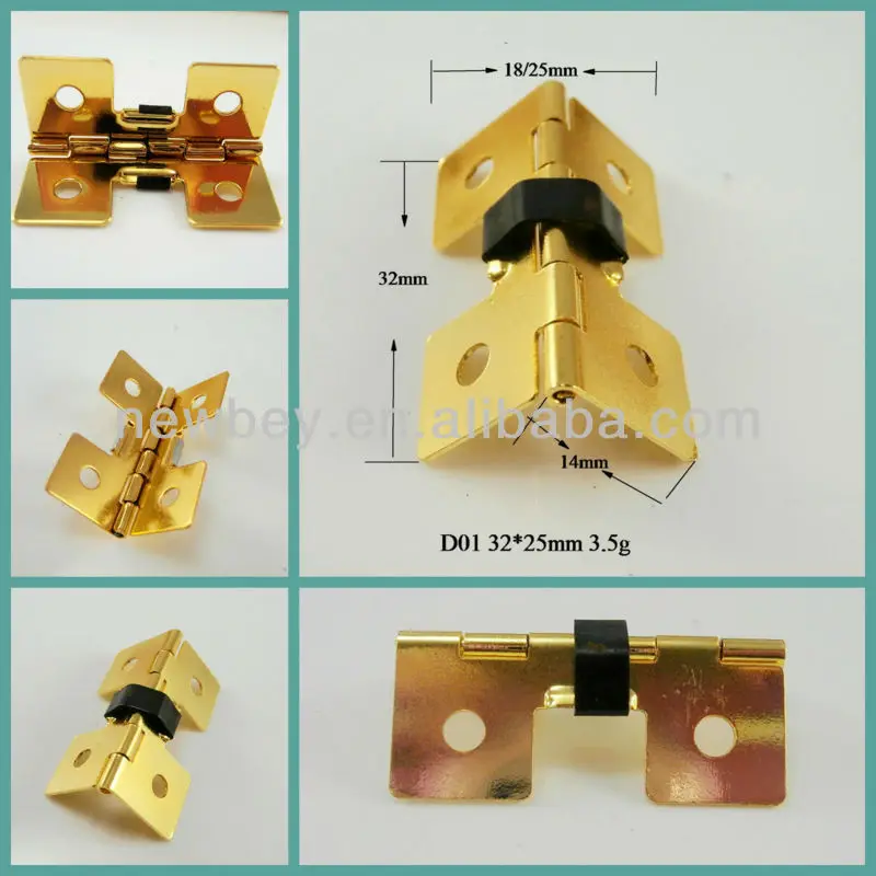 Gold Plated Small Jewelry Box Hardware Spring Hinges D01 In 35*25mm