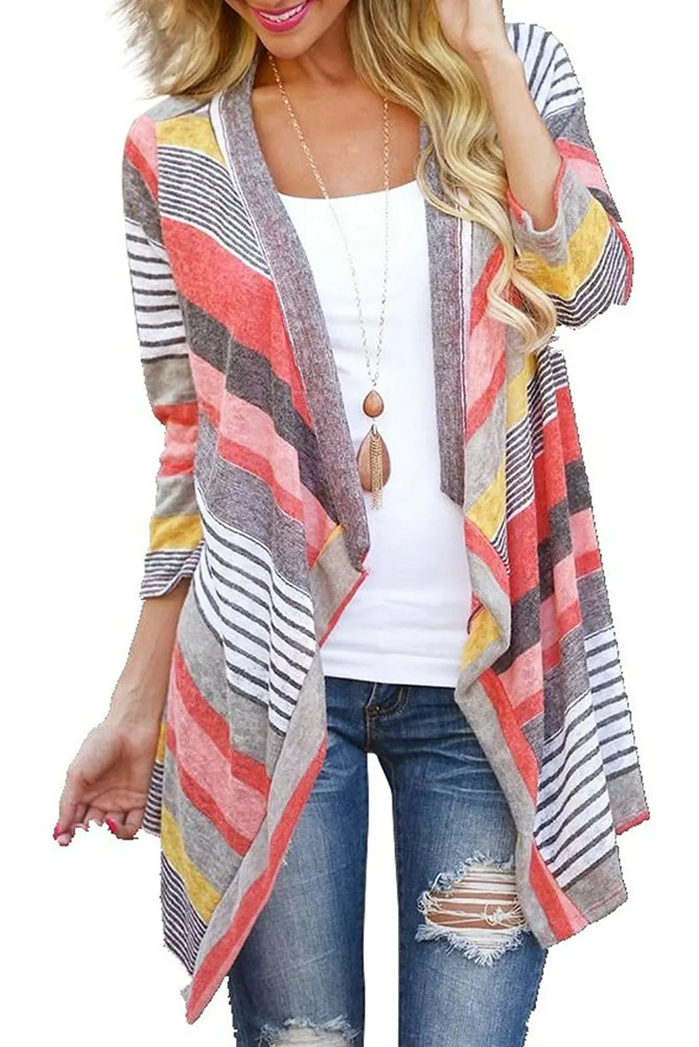 omniscient Mens Shawl Collar Longline Cardigan Draped Open Front Sweater