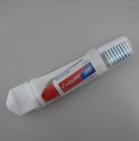 disposable toothbrush and toothpaste