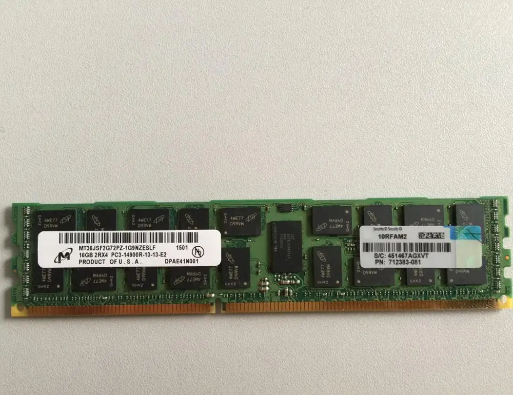 HP Samsung 16GB 2Rx4 PC3-14900R DDR3-1866 Server Memory 712383-081 708641-B21