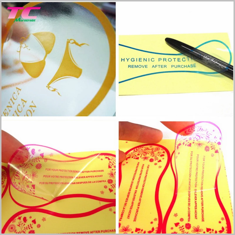 Wholesale Custom Logo Printed Clear Hygienic Stickers Swimwear Protection Hygiene Stickers For Underwear