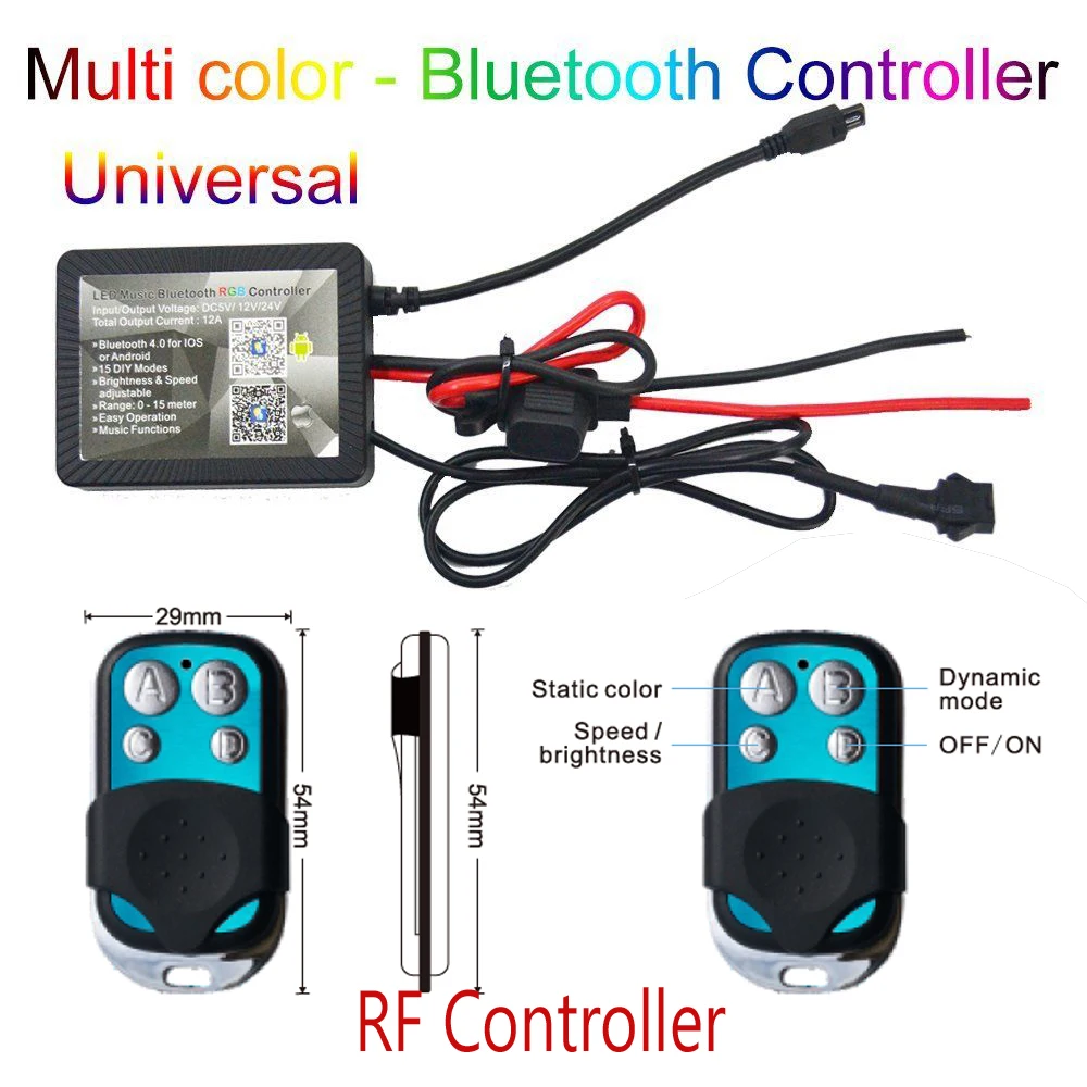 8PC Blue-tooth RF Changing RGB LED High Power Car Trucks Rock Lights Kit