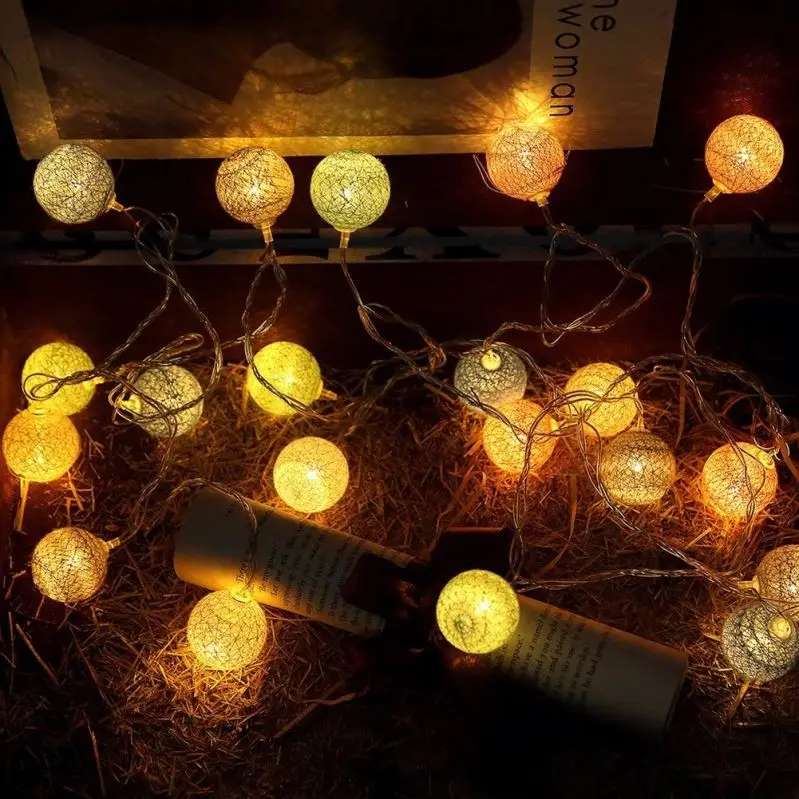 20 Cotton Ball LED String Lights with String Fairy Night Lights for Kid Children Bedroom