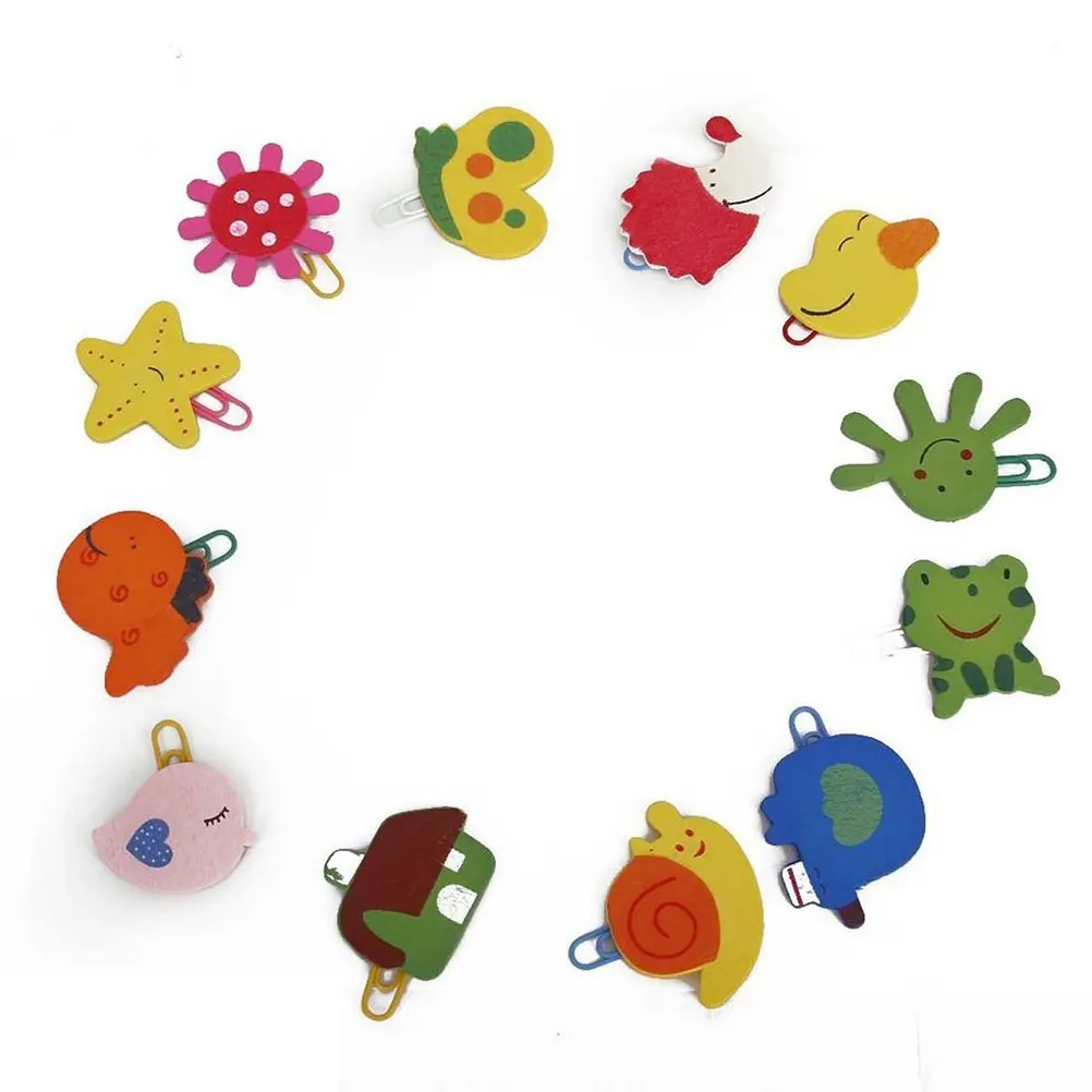 Tinksky 12pcs Lovely Kids Children Cartoon Bookmarks Paperclip Page Maker (Random Pattern)