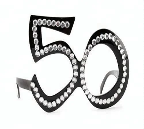 50th Black Birthday Novelty Fun Gift Funky Party Clear View Bling Age Glasses