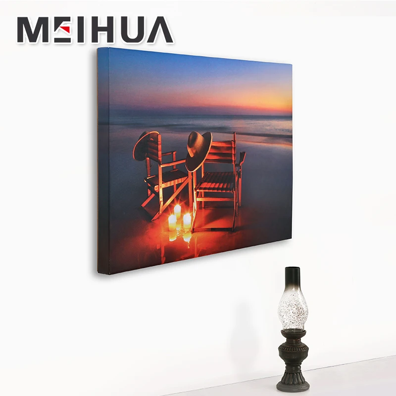 Hot wholesalers custom canvas painting with led light art