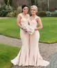 Floor Length Chiffon Sweetheart Simple Mermaid Nude Pink Dress For Bridesmaid With Straps