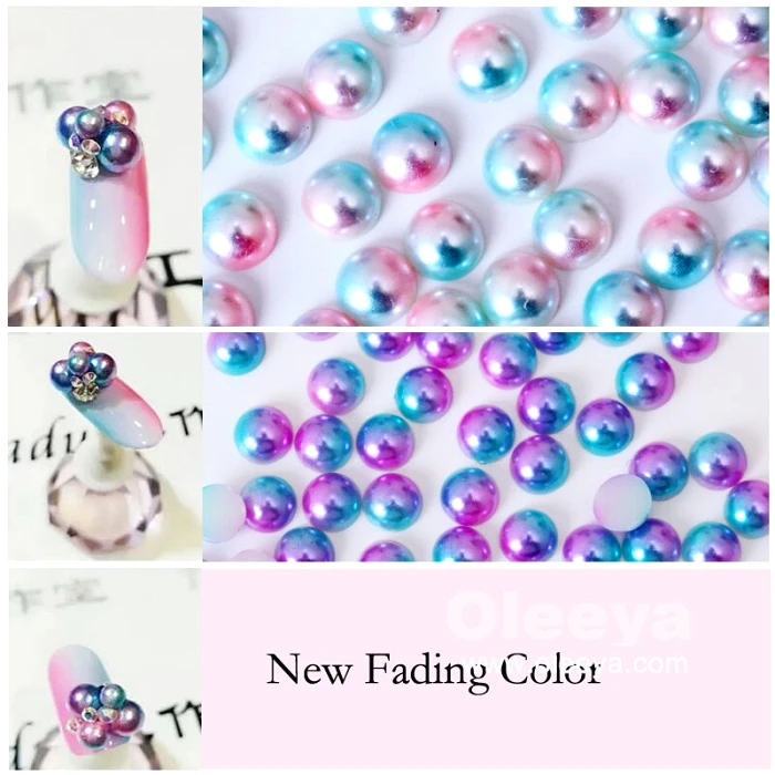 Plastic Pearls Non Hotfix Rhinestone Beads Flat Back 3mm White AB Loose ABS Half Round Faux Pearl Beads for DIY Decoration