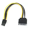 6pcs 15pin to 6pin SATA Power Cable PCI EXPRESS PCI-E Sata Graphics Converter Adapter Cable Cord Video Card Reverse Power Line