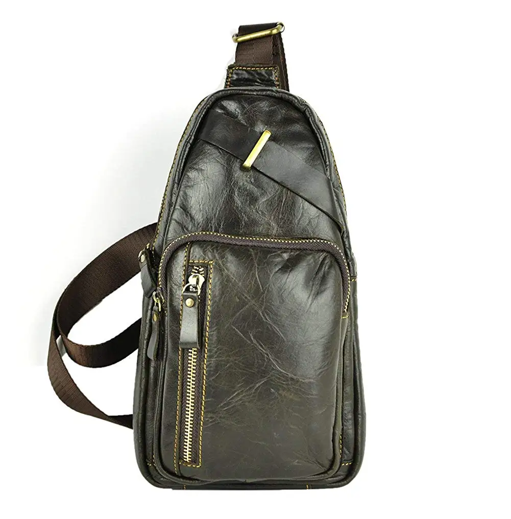 Ybriefbag Outdoor Sports Men Chest Bag Soft Leather Shoulder Bag Crossbody Bag Messenger Bag Daypack for Business Casual Sport Chest Pack Daypack