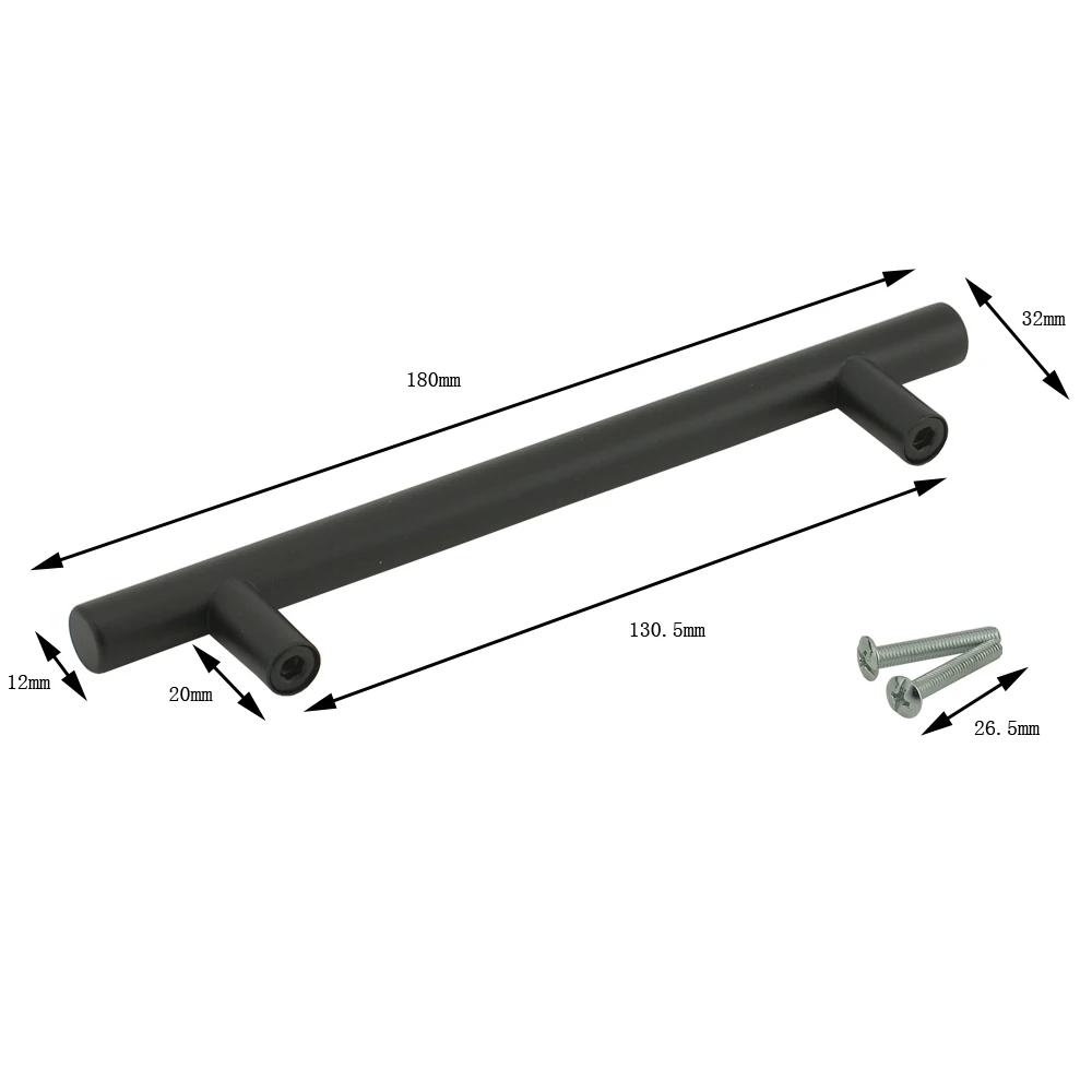 Black powder coated stainless steel  furniture cabinet door handle