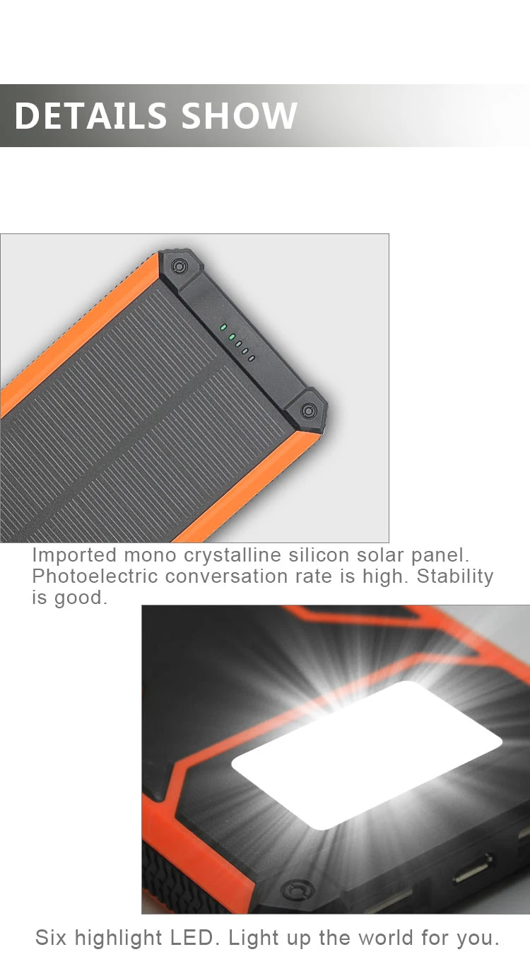 7000mAh Solar Power Bank Folding Foldable External Powerbank LED Solar Panel Pack Mobile Battery Charger