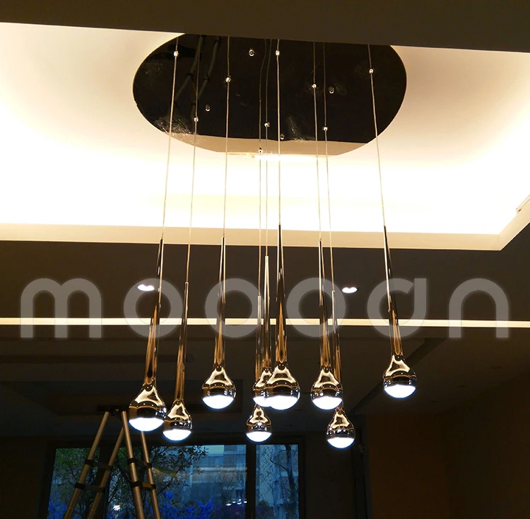 modern decorative black or chrome metal water drop 5W LED pendant light for dinning kitchen