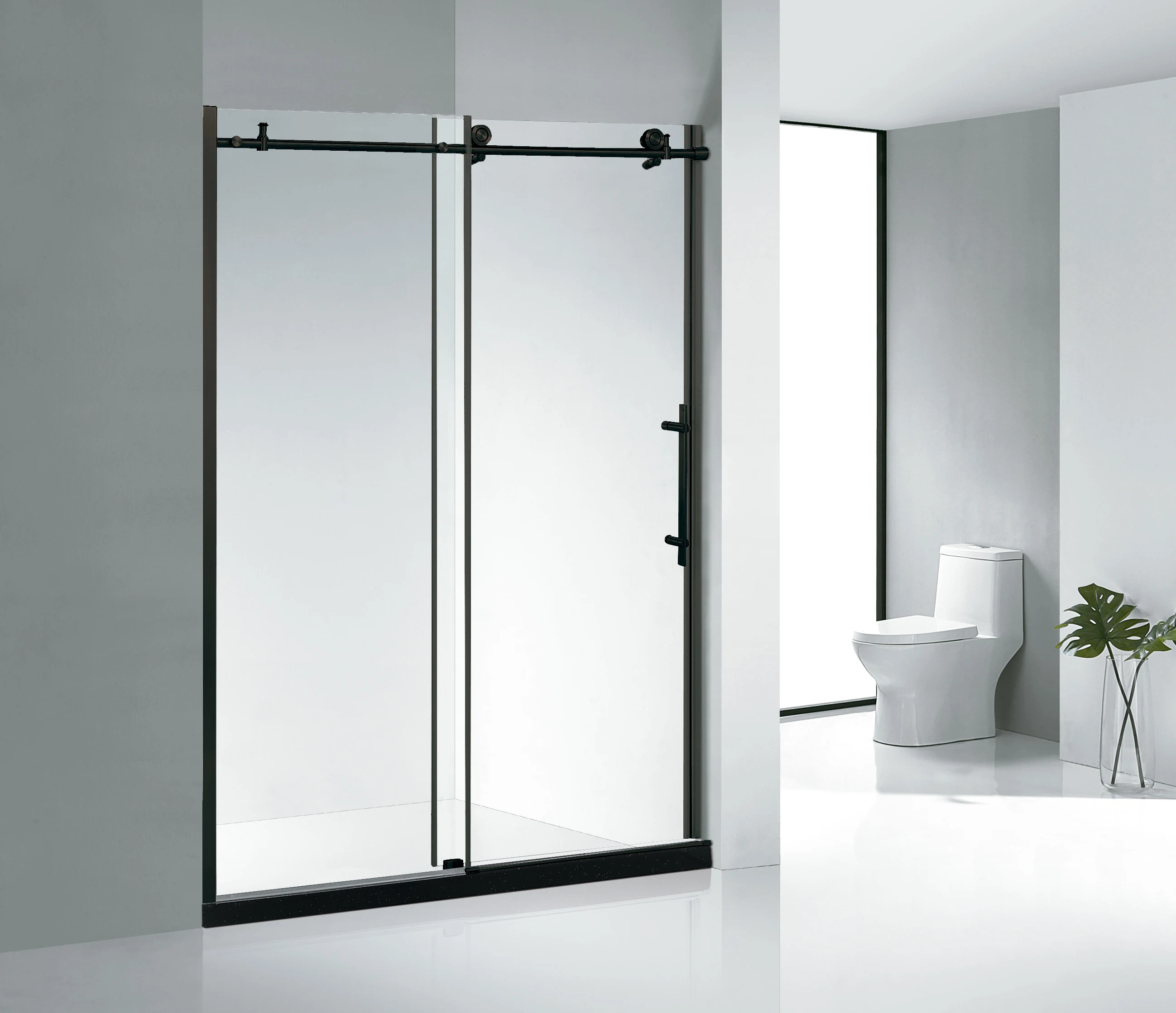 Factory Price Matte Black Bathroom 48 Inch Sliding Frameless Glass Door Shower Enclosure Kd8013c Buy Bathroom Sliding Glass Door Frameless Sliding