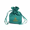 Professional custom high quality small satin silk jewelry drawstring gift pouch bag with logo printing