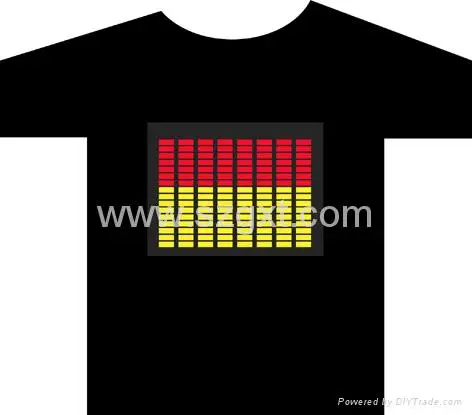 Custom Light Up el t-shirt sound activated /led sound t-shirt