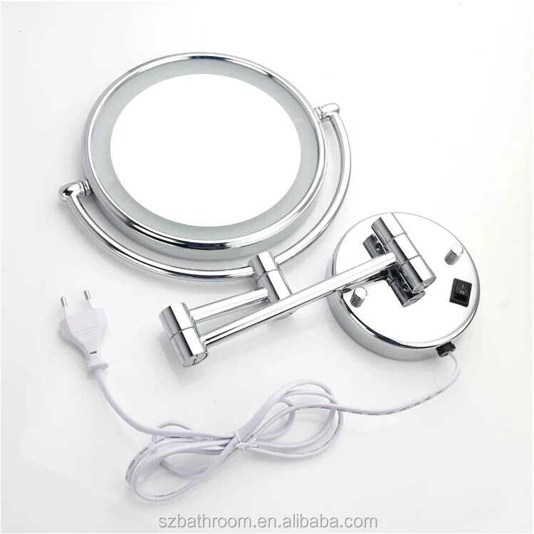 20x Magnifying Hinged Round Mirror Wall Mounted With Light Buy Round