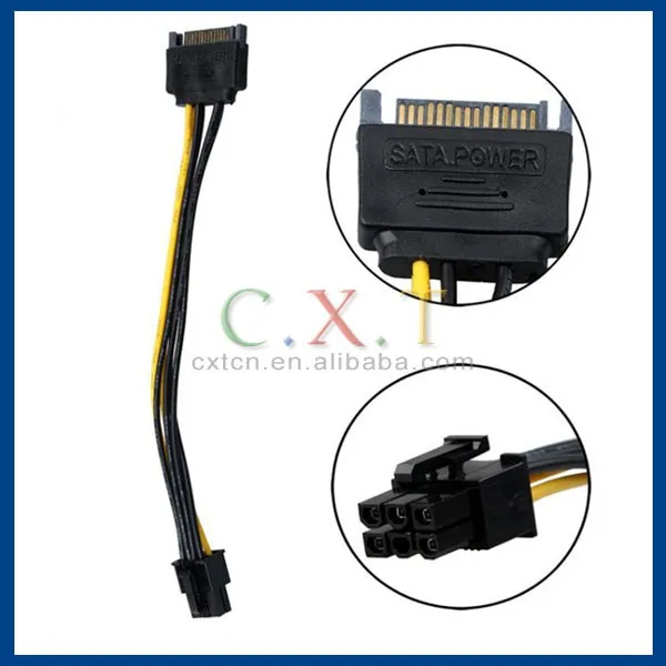 15pin Sata To 6pin Power Cable Adapter Connector 6p Pci E Pci Express Adapter Graphics Video 0770